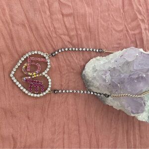 Betsey Johnson Heart Pendant Necklace with Crystals